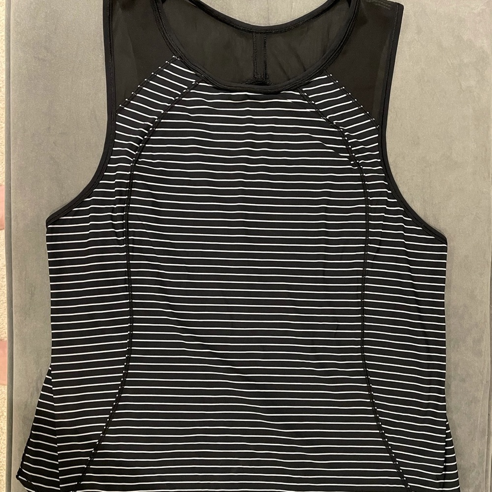 Black and white striped Lululemon tank top